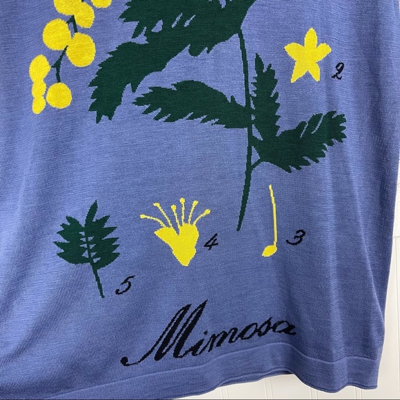 SONIA RYKIEL Intarsia Mimosa Short Sleeved Silk Blend Sweater - Picture 4 of 7